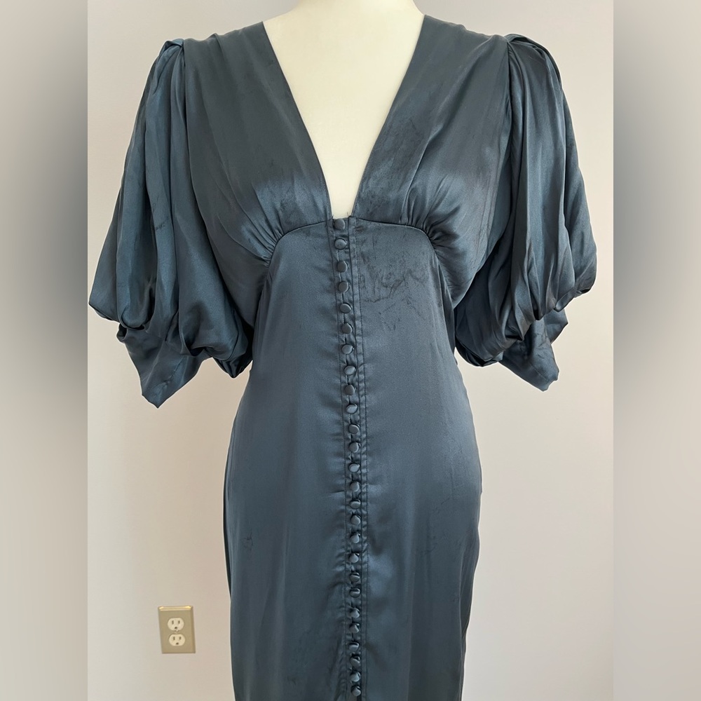 Anthropologie Magali Pascal Baron Dress Women's Size M Satin Blue